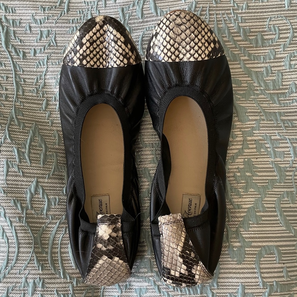 Saks Fifth Avenue Leather & Python Ballet Flats 7.5
